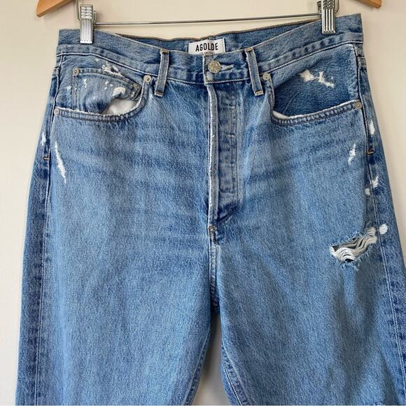 AGOLDE - 90's Mid Rise Loose Fit in Fall Out Distressed Jeans Size 29 - Picture 3 of 16